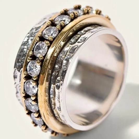 Vintage zirconia gold and silver ring