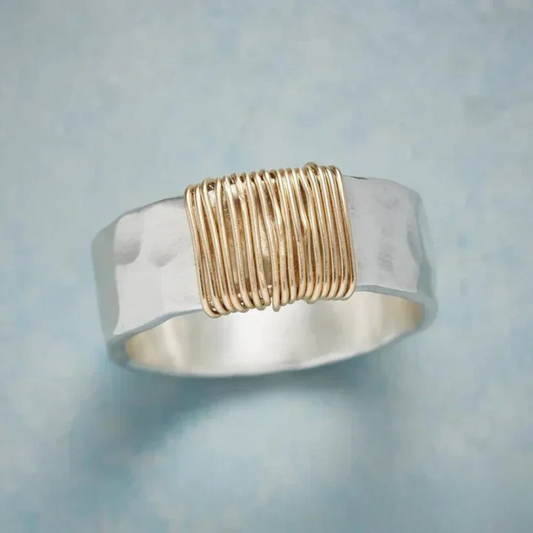 Vintage Gold Thread Silver Ring